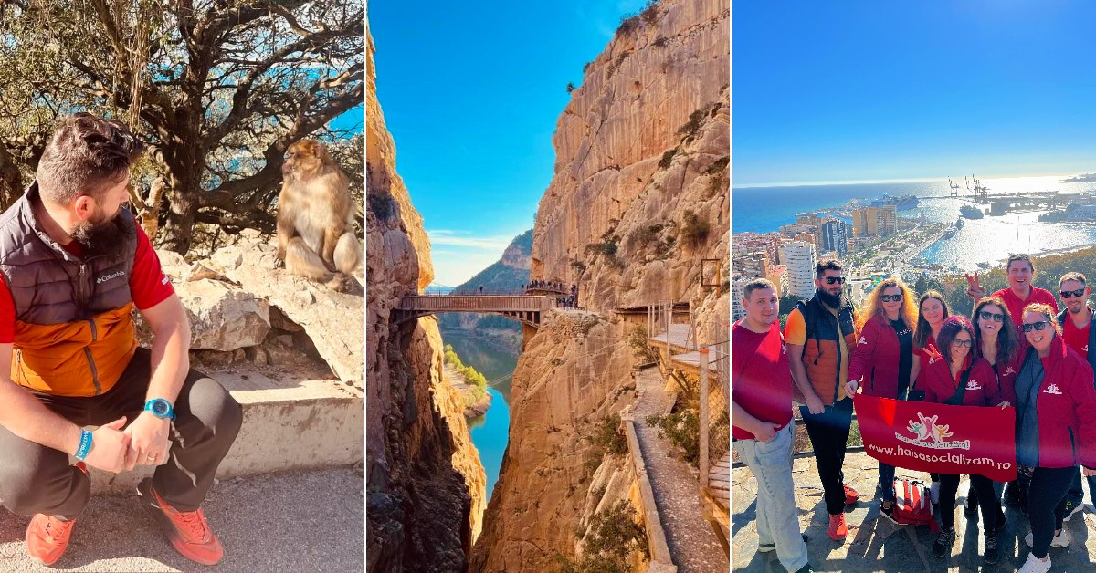 Traseul Caminito del Rey in Spania, cu privelisti spectaculoase asupra canionului Guadalhorce, oferind o experienta de neuitat in natura.