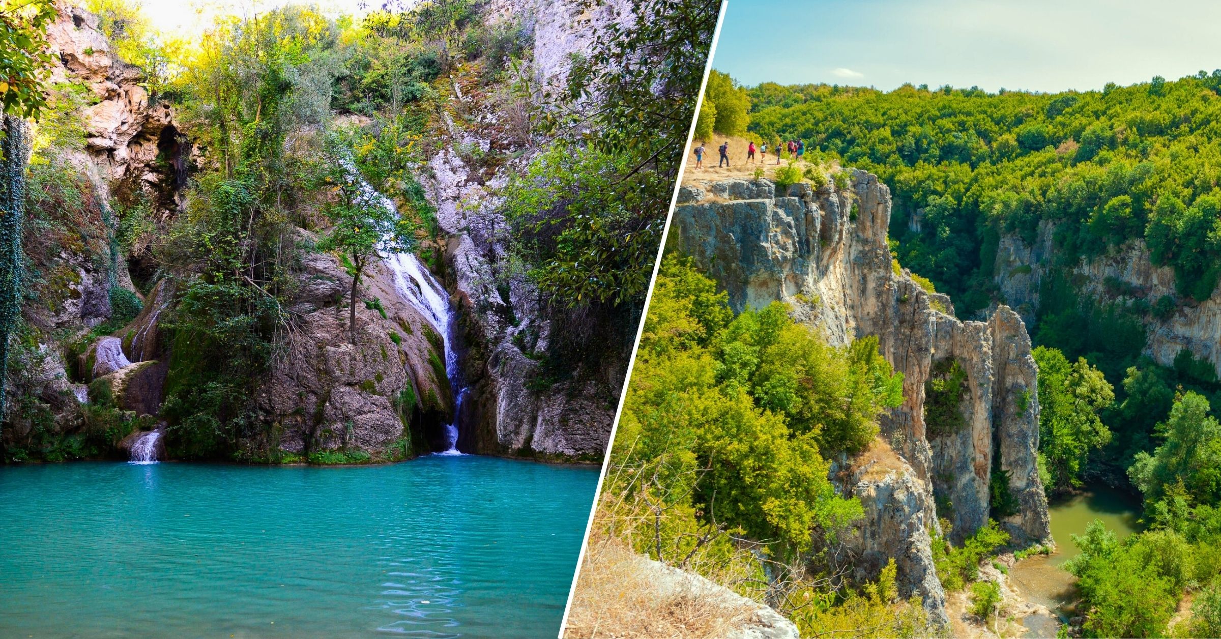Peisaj din Canionul Emen, cu Cascada Kaya Bunar și poteca ecologică Hotnitsa, Bulgaria
