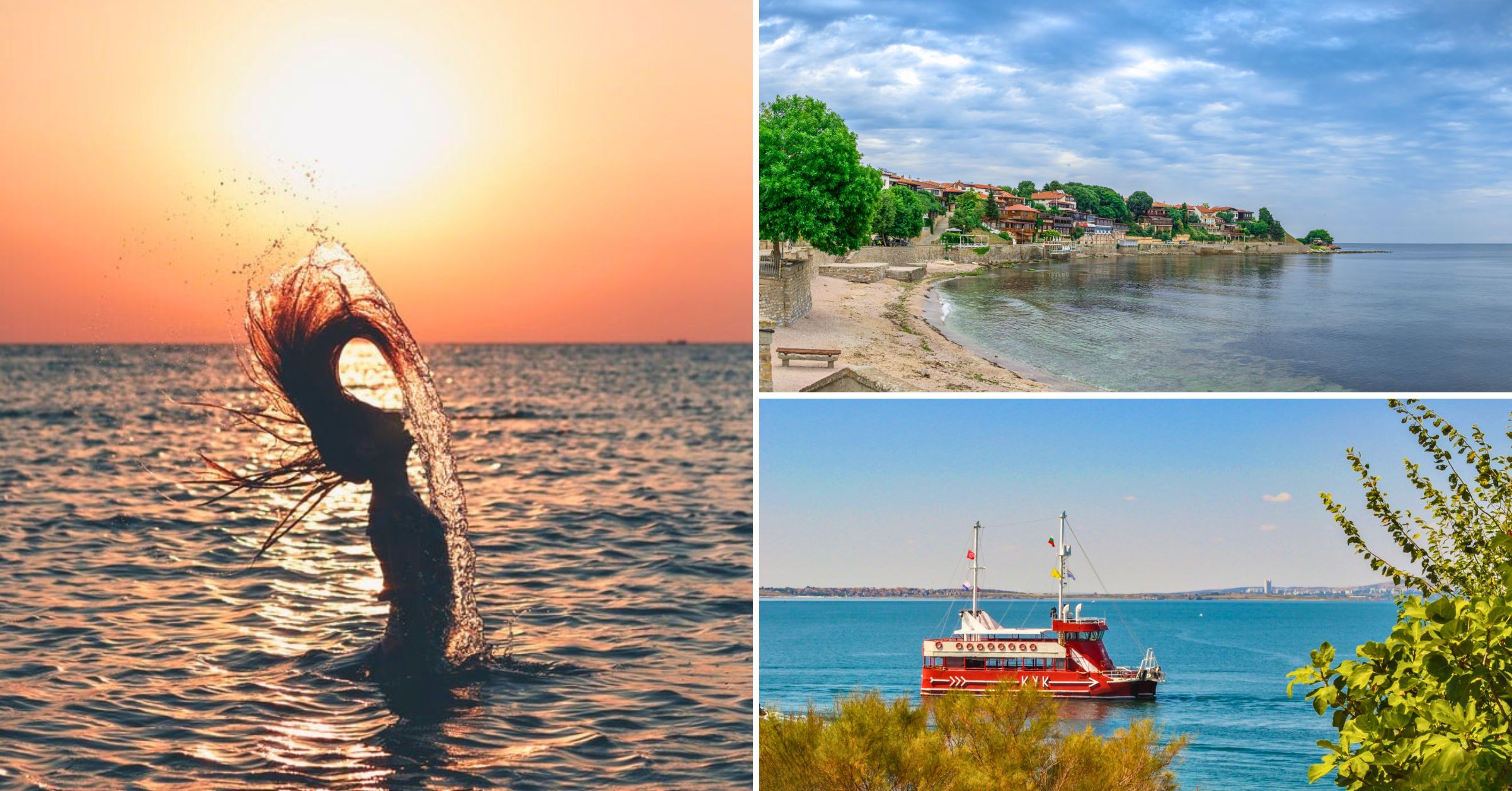Peisaj de pe litoralul Bulgariei, cu plajă, mare albastră și cer senin – destinație pentru o excursie de 3 zile