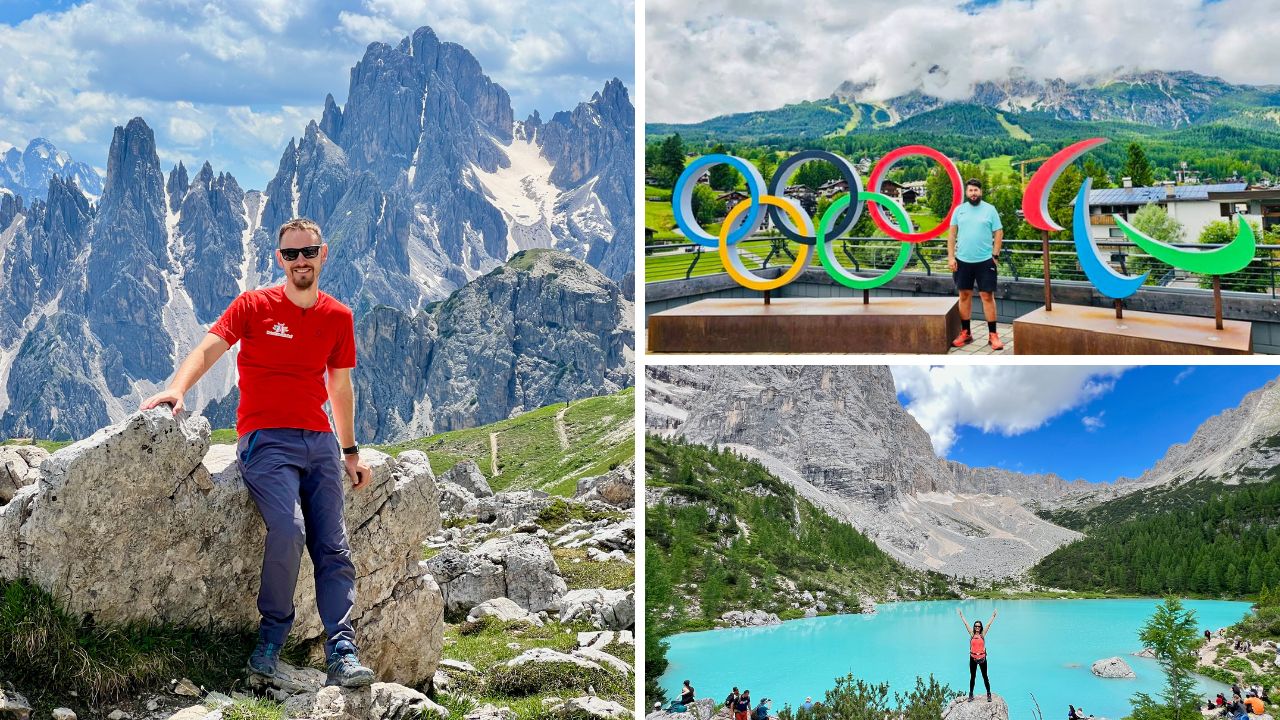 Peisaj spectaculos din Dolomiti cu Lacul Braies, munti stancosi si apa turcoaz intr-un cadru natural de poveste